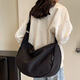 布蘭奴秋冬款女神節通勤斜挎布包包女士新年七夕潮休閑百搭黑色餃子包 黑色