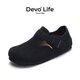 Devo Life的沃軟木勃肯鞋男女同款單鞋絨面復(fù)古包頭鞋情侶文藝休閑鞋 66008 黑色反絨牛皮 36