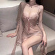 臻媚睡衣女情趣內(nèi)衣蕾絲睡裙內(nèi)褲睡袍四件套高級家居服調(diào)情 膚色 9765