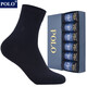 POLO男士純色中筒商務(wù)襪6雙裝 秋冬新款厚款御寒保暖簡(jiǎn)約素色棉襪男襪 6雙 黑色型號9431 39-45碼鞋合適