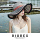 力嘶（RIOREX）遮陽帽女夏季沙灘帽草帽大檐帽便攜出游海邊波西米亞風(fēng)防曬帽 花色（搭配防風(fēng)繩） M(56-58CM)