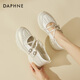 達(dá)芙妮（DAPHNE）休閑鞋女夏季新款厚底松糕緞面百搭淺口瑪麗珍女鞋 米色 單層 跟高4.5cm 35 (225mm) 標(biāo)準(zhǔn)碼