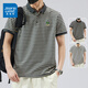 真維斯POLO衫男士夏季新款涼感休閑條紋翻領(lǐng)百搭寬松撞色青年短袖體恤 5531灰色 XL (170)