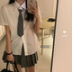 稚約白色襯衫女夏季短袖襯衣學(xué)生日系學(xué)院風(fēng)設(shè)計(jì)感小眾打底衫 白色 L（無(wú)領(lǐng)帶）