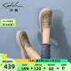 沙驰（SATCHI）女鞋复古休闲鞋单鞋2024冬季新款轻软厚底乐福鞋英伦风小皮鞋 卡其色（13A16067210） 37