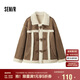森馬（Semir）外套女牛角扣翻領(lǐng)寬松文藝2024冬季仿麂皮仿兔毛夾克109724108011