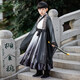 馬櫻紅雨 六一兒童漢服男童春夏裝公子服中國風(fēng)男童古裝演出服小男孩古風(fēng) 黑琉璃+披風(fēng)【親膚舒適】 140 /建議身高140厘米左右