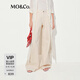 MO&Co.牛仔褲2025夏新品阿蘇特染棉質(zhì)復(fù)古潑墨高腰闊腿褲MBE2JEN009 米杏色 XS /XS