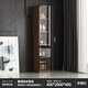 瑞美信客廳靠墻酒柜展示柜書(shū)柜家用輕奢現代簡(jiǎn)約玻璃門(mén)小型酒柜實(shí)木新款 黑胡桃木B(黑色框門(mén))-40cm寬不帶 5門(mén)