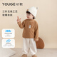 幼歌（YOUGE）嬰幼兒冬季新款加絨半高領(lǐng)打底衫保暖舒適親膚長(cháng)袖上衣 深咖色 90 cm
