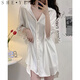 奢曄（SHEYE）男友風(fēng)襯衫睡衣女冰絲性感睡裙女夏季薄新款雪紡白襯衫睡衣火辣 白色 L （165)