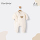 Kordear嬰兒夾棉連體衣寶寶秋冬保暖睡衣新生兒綁帶哈衣爬爬服 米黃 66cm