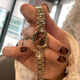 女士手表2025新款時(shí)尚輕奢小眾手鏈表高檔精致小巧氣質(zhì)女款石英表 14041金帶咖面 送表盒+調(diào)表器