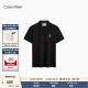 Calvin Klein  Jeans夏季男士商务半开襟翻领字母印花透气短袖POLO衫J319635 BEH-黑色 L  （建议150-170斤）