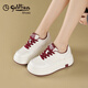 金利來(lái)女鞋時(shí)尚百搭厚底增高板鞋女簡(jiǎn)約舒適女士小白鞋 米紅 36