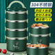 萬(wàn)佳臻 保溫飯盒多層微波爐加熱大容量上班族便當(dāng)餐盒密封防溢保溫飯桶 【墨綠色】3.1L四層飯盒丨配筷勺