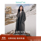 茵曼綿羊毛雙面呢外套冬女裝通勤翻駁領(lǐng)繭型氣質(zhì)長(cháng)款大衣 深花灰 M 