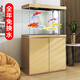 森森（SUNSUN）大型魚缸底過濾水族箱客廳家用落地玻璃生態(tài)金魚缸 【實時溫顯+燈控】寶馬灰 0.8米長35cm寬