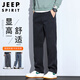 JEEP SPIRIT吉普直筒休閑褲男秋季寬松大碼爸爸褲子男商務(wù)長(cháng)褲 黑色 4XL