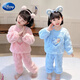 迪士尼（Disney）寶寶睡衣秋冬季珊瑚絨兒童分體法蘭絨女家居服加絨加厚嬰兒套頭 藍色愛(ài)莎公主 130