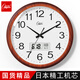 康巴絲（Compas）新中式掛鐘客廳家用時(shí)尚簡(jiǎn)約2026新款時(shí)鐘日本進(jìn)口SKP機芯石英鐘 木紋色-日歷款【日本精.工機芯】 14英寸 (直徑34cm)