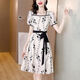 依伊純雪紡連衣裙2024夏季新款短袖修身顯瘦時(shí)尚氣質(zhì)碎花拼接中長(cháng)款裙子 圖片色 L 【建議105-115斤】