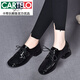 卡帝樂(lè )鱷魚(yú)（CARTELO）真皮單鞋女2025秋款亮皮系帶英倫風(fēng)夏季漆皮時(shí)尚粗跟軟皮小皮鞋女 黑色 37