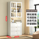 天迎純白鋼制書(shū)柜書(shū)架家用儲物柜客廳防塵儲物柜玻璃展示柜落地組合架 純白800寬三抽中空書(shū)柜
