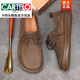 卡帝樂(lè)鱷魚(yú)（CARTELO）秋季透氣休閑男鞋牛皮系帶一腳蹬真皮皮鞋男復(fù)古大頭軟皮軟底時(shí)尚
