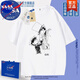 NASA ABOUT動漫聯名名偵探柯南周邊圓領短袖T恤男女印花寬松新款潮 白色-N2375-柯南 S (正版高質量)