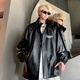 Shelley Jones美式PU皮機車(chē)服外套男士秋冬季新款加絨加厚潮流牌皮夾克寬松上衣 黑色常規 XL [建議125-145斤]