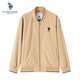 U.S. POLO ASSN.外套男秋季棒球領休閑夾克男士防風保羅茄克寬松上衣 卡其色 XL