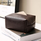 駱易家（Lorica）皮革紙巾盒客廳高檔車(chē)載抽紙盒餐巾紙創(chuàng  )意紙抽盒紙巾收納盒 咖色【防水耐臟皮革】 11*16.5*8.5cm