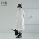日著(zhù)（rizhuo）原創(chuàng  )設計女裝2024夏季新款小眾白色顯瘦格紋氣質(zhì)襯衫連衣裙子 揪揪白 L