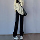 MELROSEMOOD黑色高腰窄版直筒牛仔褲女2025小個子女裝春季新款垂感顯瘦闊腿褲 黑色（九分褲） XL