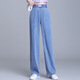 奕卬天絲牛仔褲冰絲直筒褲女春夏季薄款高腰直筒拖地褲顯瘦休閑褲子女 藍色【天絲闊腿】 L建議100-110斤