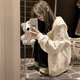 S·J·V·K奶fufu學(xué)生連帽碎花衛(wèi)衣外套女2024秋薄款開衫拉鏈寬松休閑學(xué)院風(fēng) 杏色 M