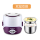 麥卓（MAKE JOY）電熱飯盒雙層不銹鋼可插電保溫加熱飯盒蒸飯器多功能蒸煮熱飯器便當盒家電保溫盒 1.3L 2751紫色（2層）
