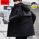 卡度頓羽絨服男冬季特大碼8XL-M中長(cháng)款可脫卸帽白鴨絨保暖新款胖子加肥加大碼連帽青年戶(hù)外工裝羽絨衣 黑色 5XL（建議200-220斤左右）