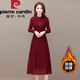皮爾卡丹貴夫人加絨加厚連衣裙女秋冬2026年新款中年媽歲配大i衣打底裙 紅色(加絨加厚) L 【適合106-115斤】