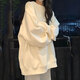 桂岐ins圓領(lǐng)衛衣女套頭2024新款秋季休閑百搭韓版長(cháng)袖上衣oversize 杏色M