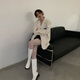 墊肩西裝外套女秋冬白色20222新款百搭顯瘦寬松休閑oversize西服潮 米白色 【面料】 XS 【建議80-105斤】