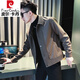 皮爾卡丹（pierre cardin）設(shè)計感拼接外套男春秋痞帥翻領(lǐng)夾克2025新款男士秋裝短款上衣 咖啡色 L 建議115-130斤