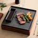 馳度牛排餐盤(pán)餐廳創(chuàng  )意竹木餐具西餐方盤(pán)中式意境菜擺盤(pán)酒店高顏值盤(pán)子 實(shí)木正方杯座墊套裝 12英寸