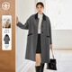 對白【AN大碼系列】100%綿羊毛復古撞色雙面呢大衣冬季微胖mm毛呢外套 氣質(zhì)灰 M 建議體重110-125