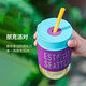 miGo玻璃吸管水杯男女士加厚耐摔情侶便攜杯子防燙咖啡杯奶茶杯花茶杯 朋克派對 400ml