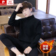 皮爾卡丹（pierre cardin）2025冬季新款男士加厚毛衣加絨高領(lǐng)針織衫潮流秋衣男裝線衣打底衫 115黑色（加厚） 加絨 170/L