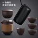 陶福氣紫砂旅行茶具套裝便攜式泡茶器家用戶外出差露營旅游茶壺快客茶杯 紫砂貓耳快客杯（1壺4杯1罐）