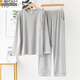 莫代爾秋季男士莫代爾大碼寬松家居服長(cháng)袖睡衣男套裝春秋款空調服可外穿 X2116淺灰 M (100-120斤)