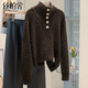 絲柏舍長(cháng)袖毛衣2025冬裝新款女裝時(shí)尚紐扣寬松套頭短款上衣